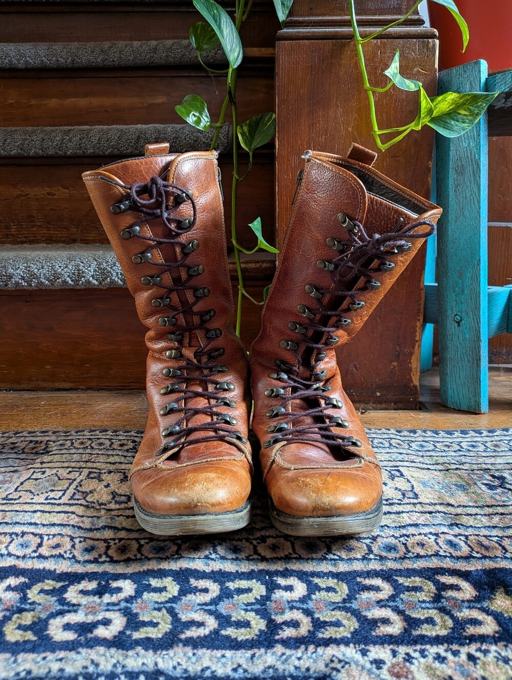 Bed Stu Combat Brown Leather Lace-Up Women's Boots